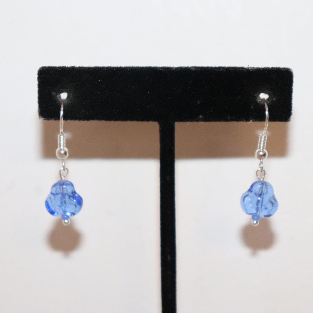 Blue Glass Flower Dangle Earrings 125 Whimsical Glow 10$